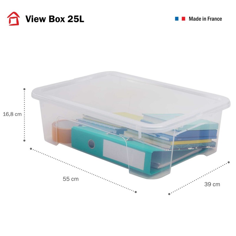 Sundis Lot De 10 Boîtes De Rangement En Plastique Transparent 25L Avec Couvercle VIEW BOX