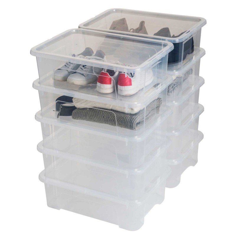 sundis Lot de 10 boîtes de rangement en plastique transparent 25L avec couvercle VIEW BOX