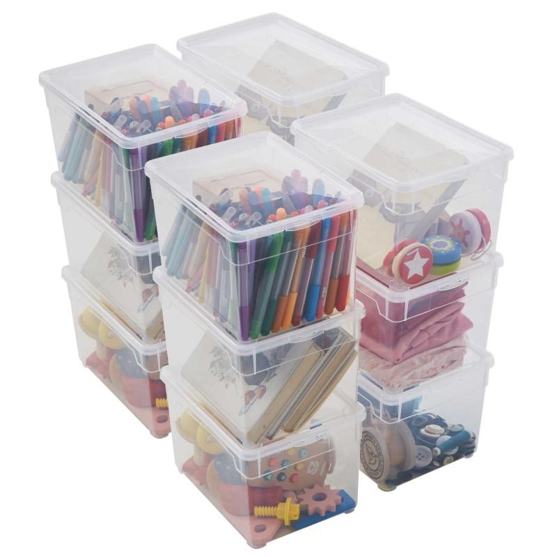 sundis Lot de 12 petites boîtes de rangement en plastique transparent 5L avec couvercle CLEAR BOX
