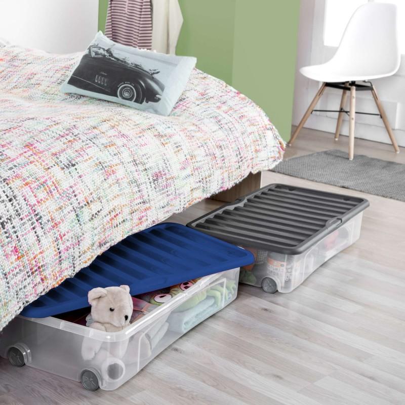 Sundis Lot De 2 Boîtes De Rangement Sous Le Lit 35L Avec Couvercle Et Roues VENTILI