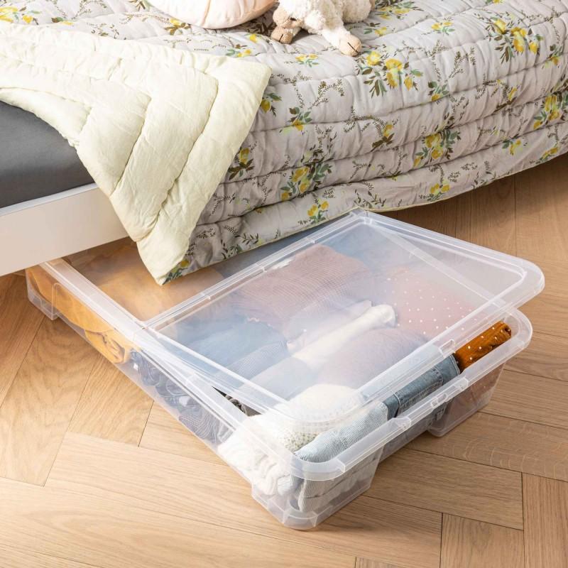 Sundis Lot De 2 Boîtes De Rangement Sous Le Lit à Roulettes 50L En Plastique Transparent Avec Couvercle VIEW BOX
