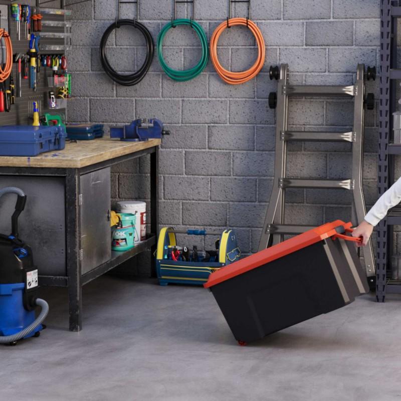 Sundis Lot De 2 Malles De Rangement En Plastique 100l Avec Couvercle Roues Et Poignée De Transport LOCKER