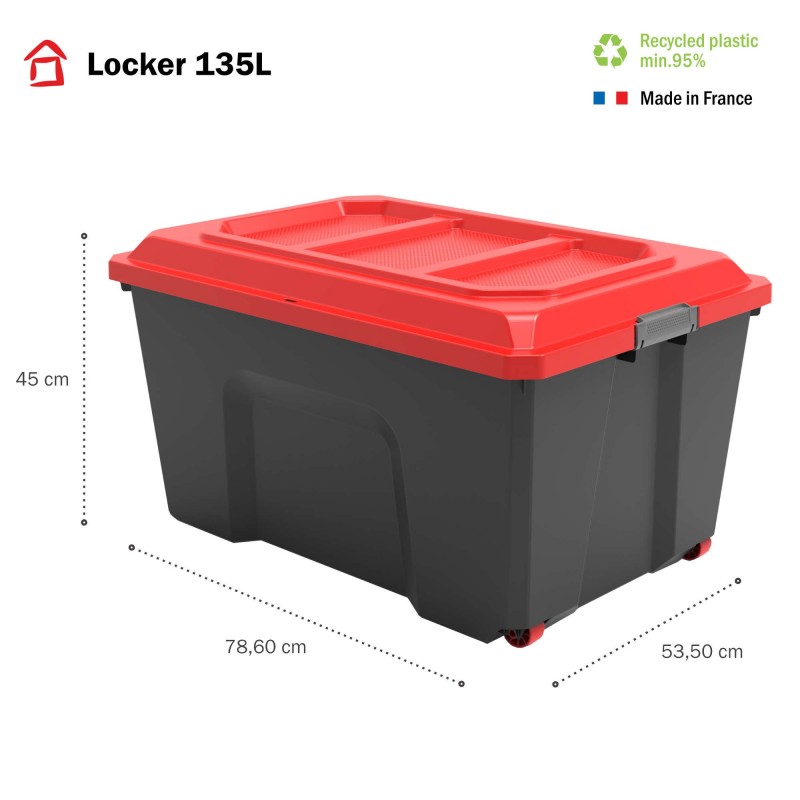 Sundis Lot De 2 Malles De Rangement En Plastique 135l Avec Couvercle Et Roues LOCKER