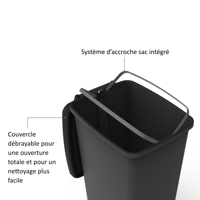 Sundis Lot De 2 Poubelle à Pédale 30 Litres Rectangulaires En Plastique Recyclé FLAT BIN