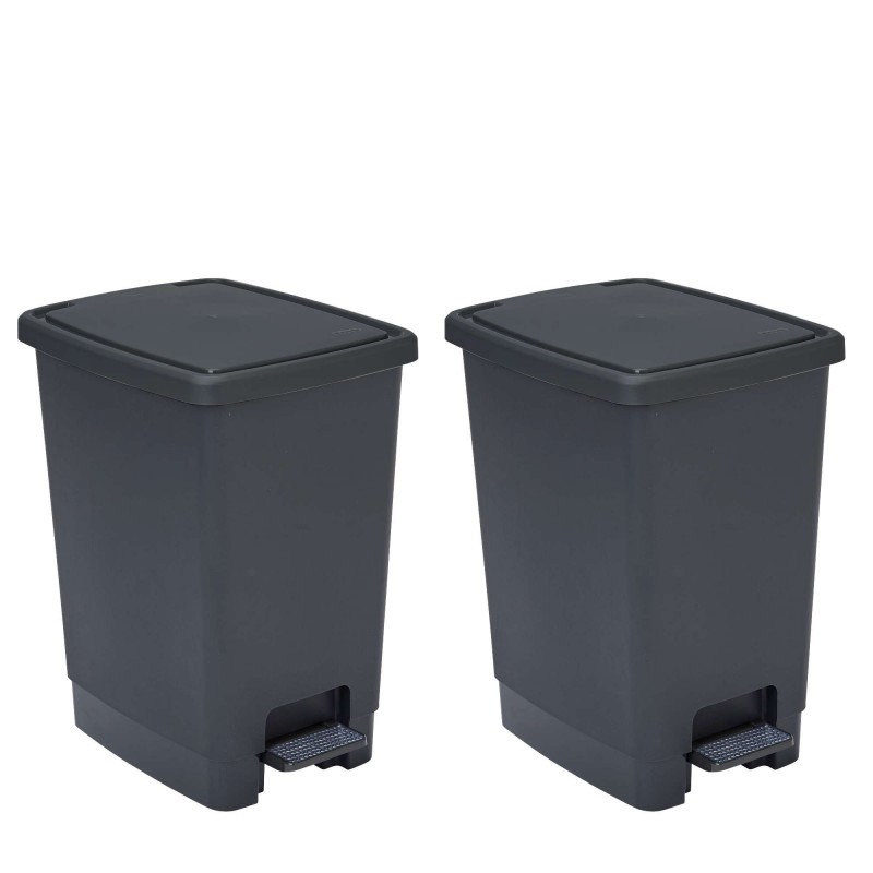 sundis Lot de 2 poubelle à pédale 30 litres rectangulaires en plastique recyclé FLAT BIN