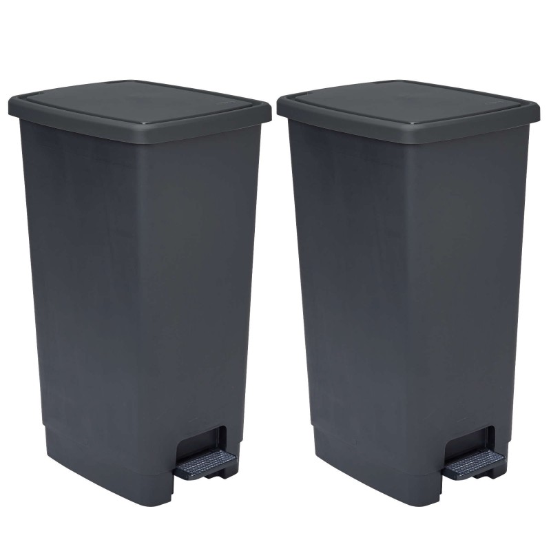 sundis Lot de 2 poubelles à pédale 40 litres rectangulaire en plastique recyclé FLAT BIN