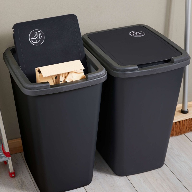 Sundis Lot De 2 Poubelles De Tri Sélectif D’intérieur 50 Litres En Plastique Recyclé GREEN BIN
