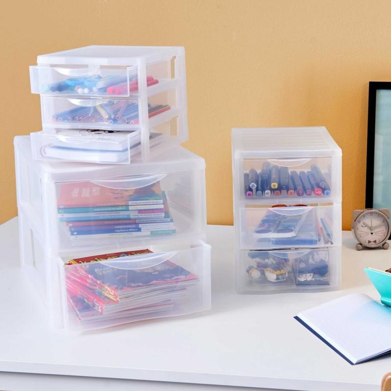 Sundis Lot De 2 Tours De Rangement Plastique A4 Orgamix 2 Tiroirs - Transparent