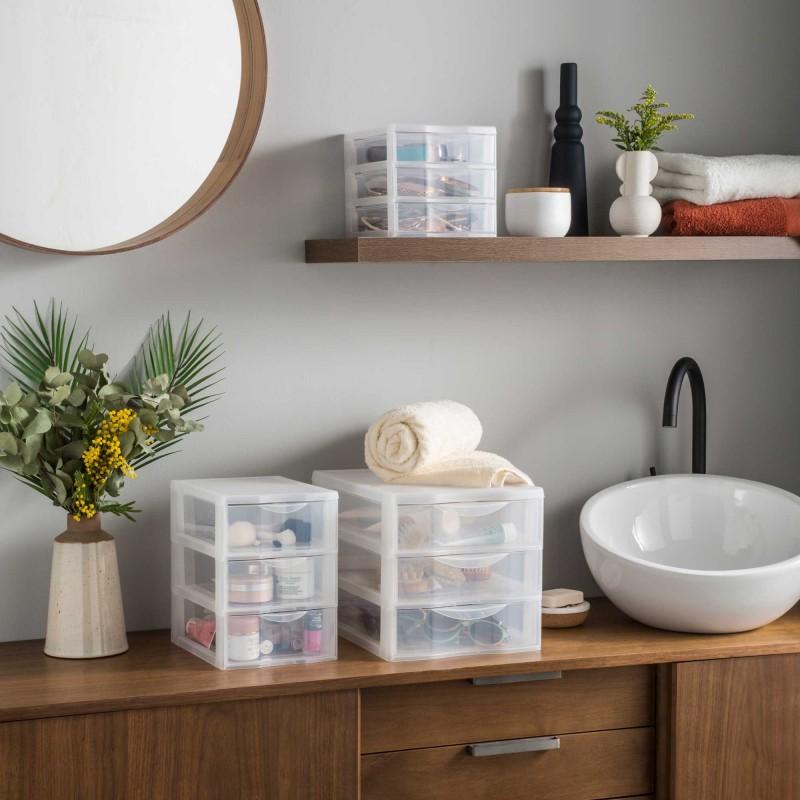 Sundis Lot De 2 Tours De Rangement Plastique A4 Orgamix 2 Tiroirs - Transparent