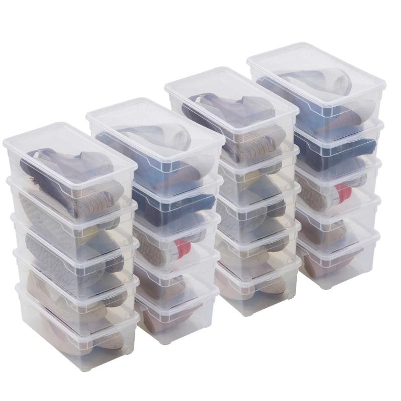 sundis Lot de 20 boîtes de rangement 5L pour chaussures en plastique transparent avec couvercle CLEAR BOX