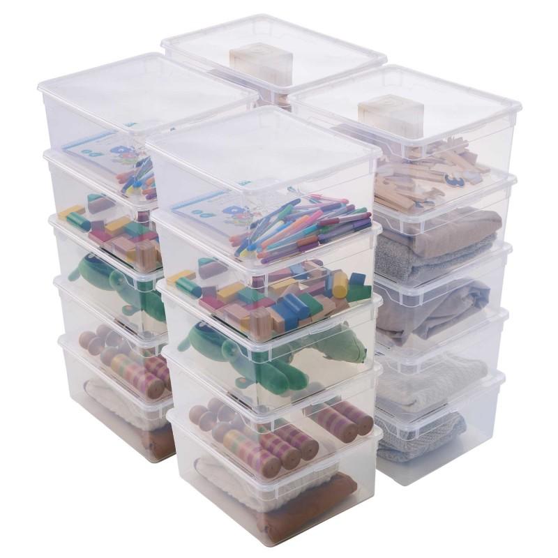 sundis Lot de 20 boîtes de rangement en plastique transparent 18L avec couvercle CLEAR BOX