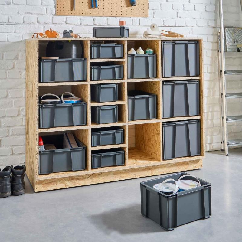 Sundis Lot De 3 Bacs De Rangement Plastique Robustes Et Renforcés 17L MASTER BOX - Gris