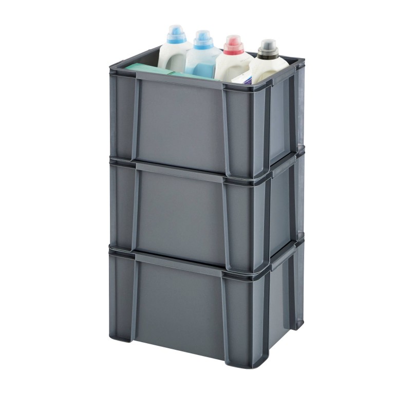 sundis Lot de 3 bacs de rangement plastique robustes et renforcés 17L MASTER BOX - gris