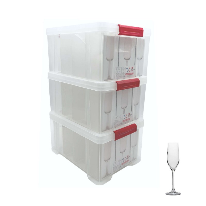 sundis Lot de 3 boîtes de rangement en plastique pour flûtes à champagne renforcées et transparentes avec couvercle CHAMP STORE sundis Lot de 3 boîtes de rangement en plastique pour flûtes à champagne renforcées et transparentes avec couvercle CHAMP STORE
