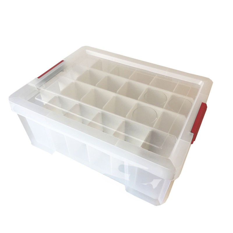 Sundis Lot De 3 Boîtes De Rangement En Plastique Pour Verres 27L Renforcées Transparentes Avec Couvercle Clipsable GLASS STORE