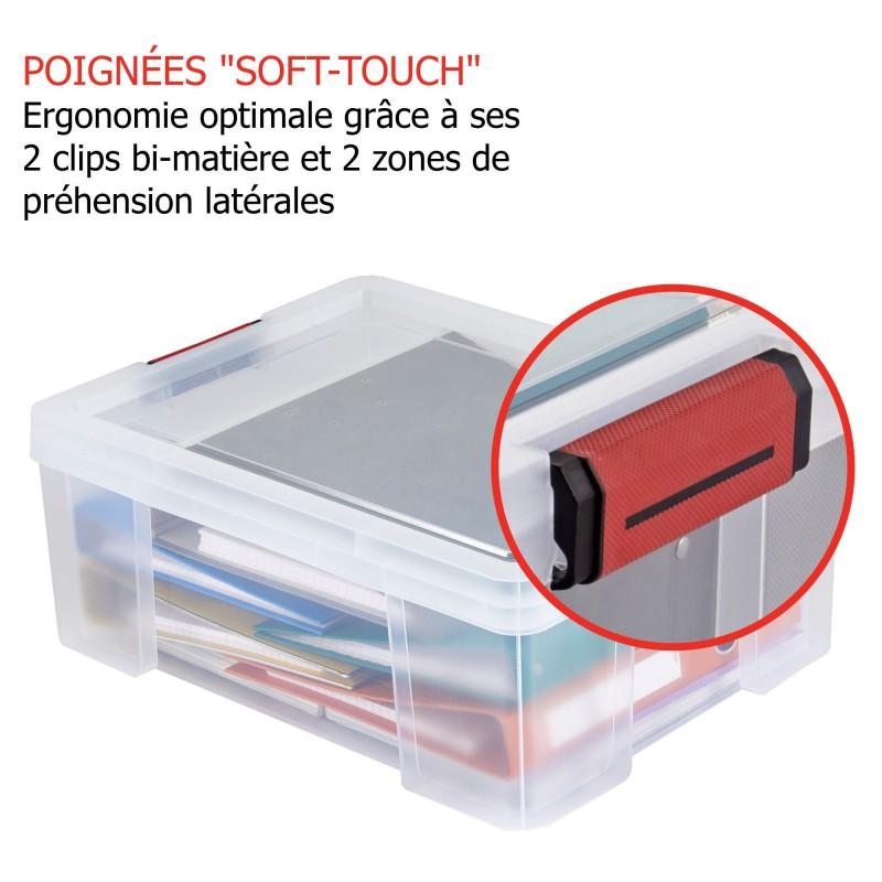 Sundis Lot De 3 Boîtes De Rangement En Plastique Transparent 27L Renforcées Avec Couvercle Clipsable CLIP’N STORE