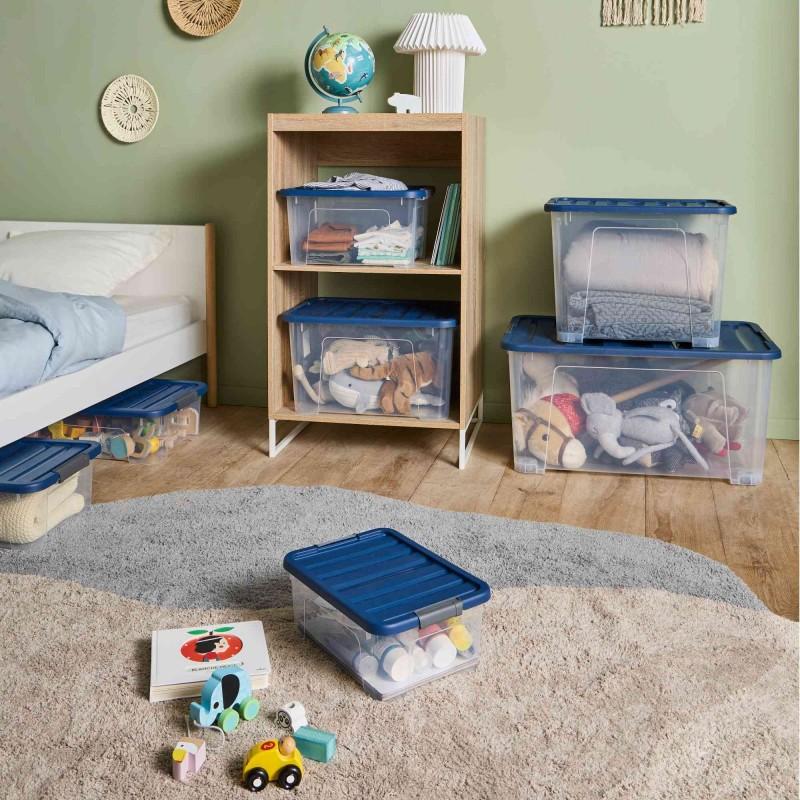 Sundis Lot De 3 Boîtes De Rangement En Plastique Transparent 25L Empilables Avec Couvercle Clipsable WAVE BOX