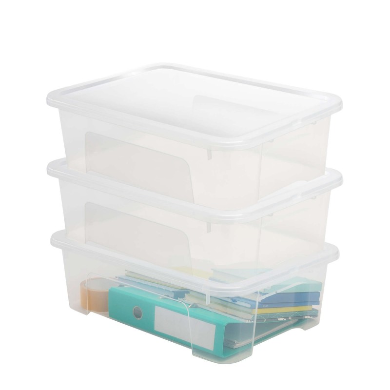 sundis Lot de 3 boîtes de rangement en plastique transparent 25L avec couvercle VIEW BOX