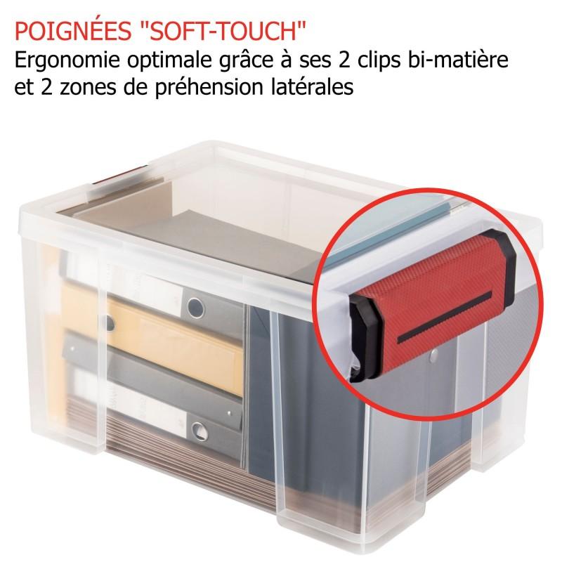 Sundis Lot De 3 Boîtes De Rangement En Plastique Transparent 75L Renforcées Avec Couvercle Clipsable CLIP’N STORE