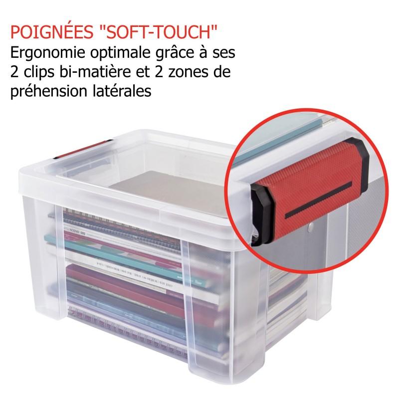 Sundis Lot De 3 Boîtes De Rangement En Plastique Transparent 17L Renforcées Avec Couvercle Clipsable CLIP’N STORE