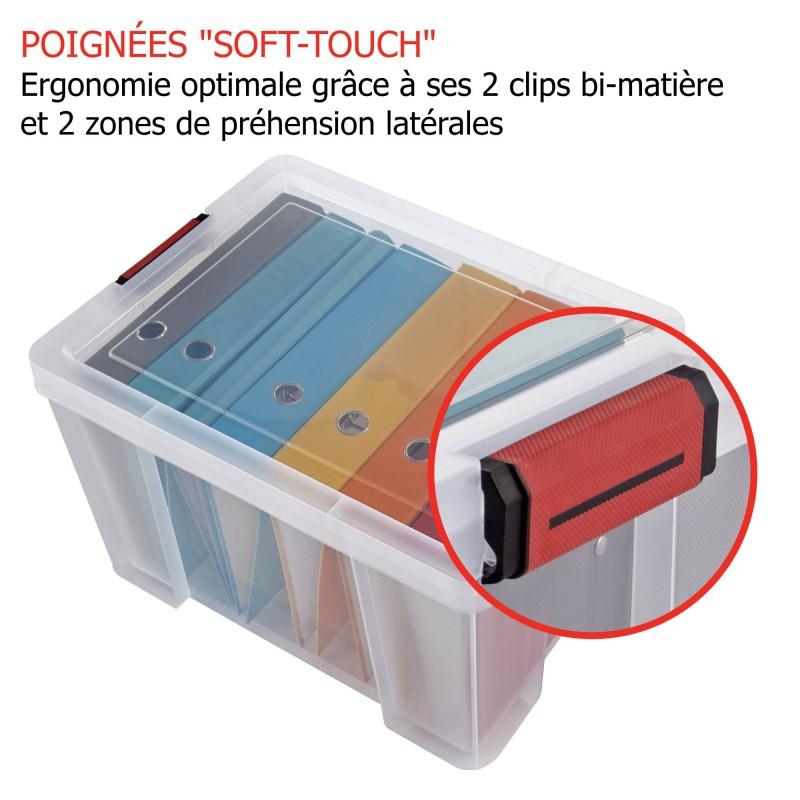 Sundis Lot De 3 Boîtes De Rangement En Plastique Transparent 45L Renforcées Avec Couvercle Clipsable CLIP’N STORE