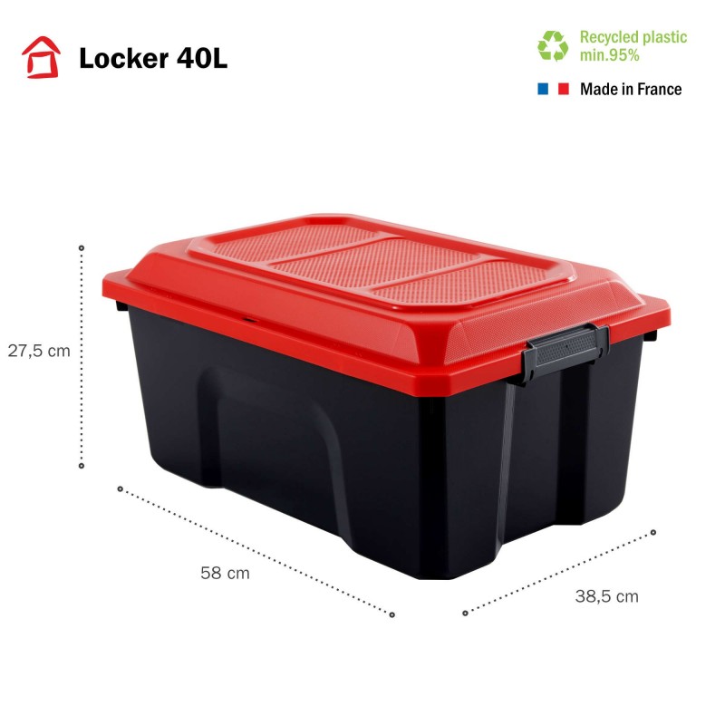 Sundis Lot De 3 Malles De Rangement En Plastique 40l Avec Couvercle Clipsable LOCKER