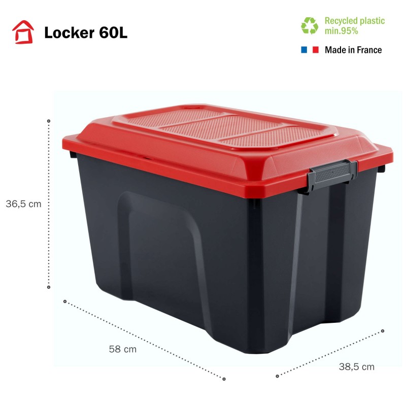 Sundis Lot De 3 Malles De Rangement En Plastique 60l Avec Couvercle Clipsable LOCKER
