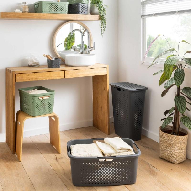 Sundis Lot De 3 Paniers à Linge En Plastique 40l PIXEL Gris