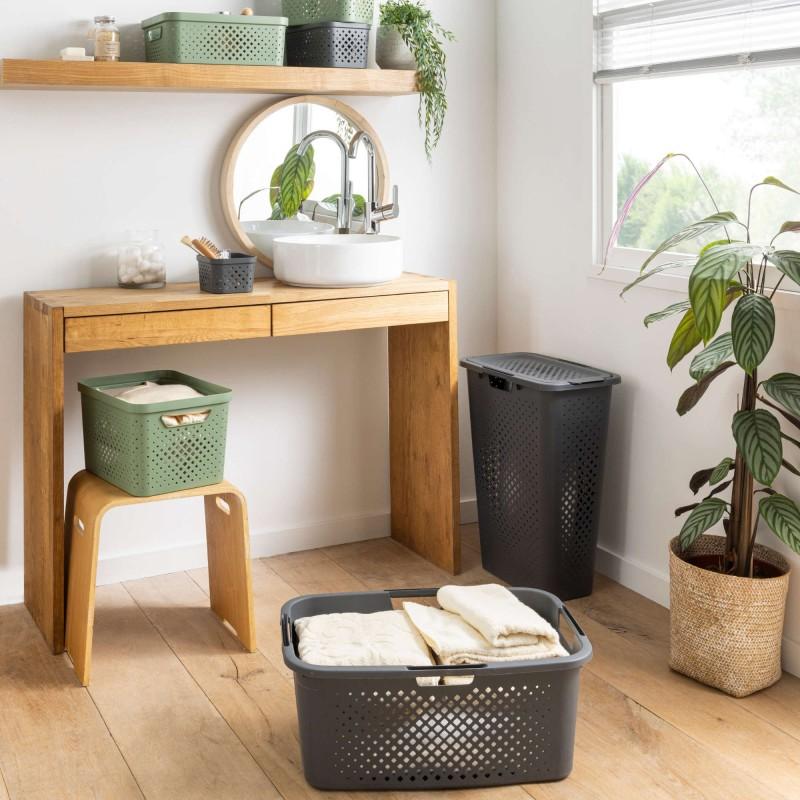 Sundis Lot De 3 Paniers à Linge En Plastique 40l PIXEL - Vert Sauge