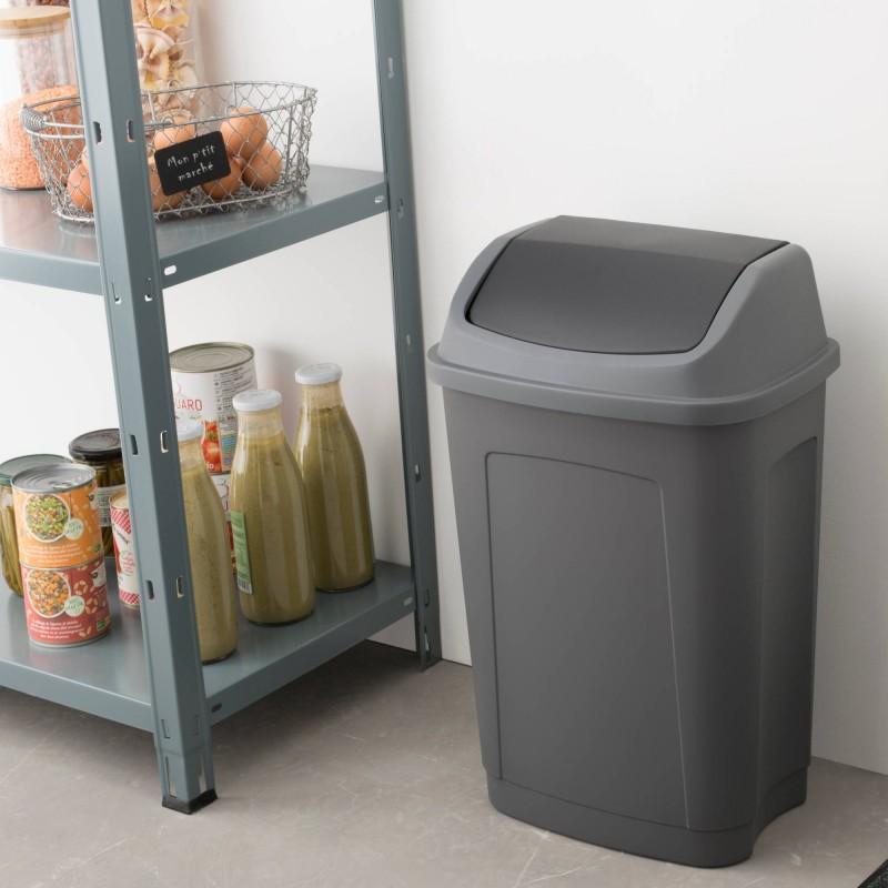Sundis Lot De 3 Poubelles à Couvercle Basculant 25 Litres Rectangulaire En Plastique Recyclé SWING
