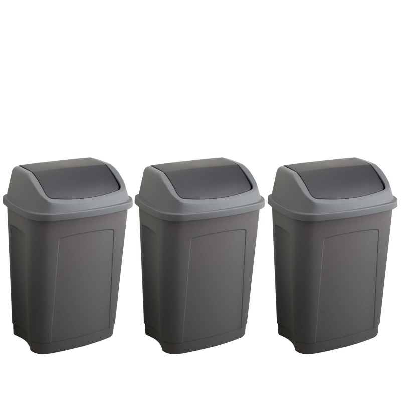 sundis Lot de 3 poubelles à couvercle basculant 25 litres rectangulaire en plastique recyclé SWING