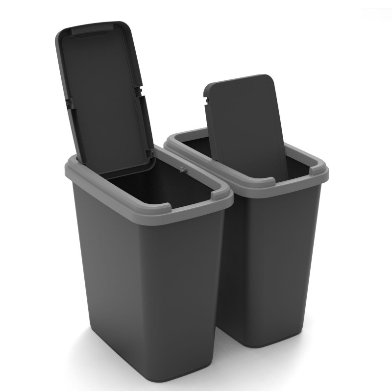 Sundis Lot De 3 Poubelles De Tri Sélectif D’intérieur 25 Litres En Plastique Recyclé GREEN BIN