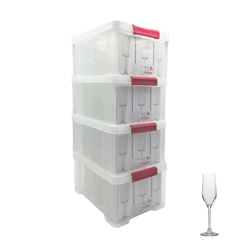 sundis Lot de 4 boîtes de rangement en plastique pour flûtes à champagne renforcées et transparentes avec couvercle CHAMP STORE sundis Lot de 4 boîtes de rangement en plastique pour flûtes à champagne renforcées et transparentes avec couvercle CHAMP STORE