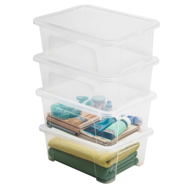 sundis Lot de 4 boîtes de rangement en plastique transparent 17L avec couvercle VIEW BOX
