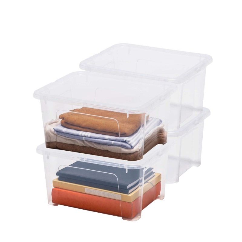 sundis Lot de 4 boîtes de rangement en plastique transparent 24L avec couvercle VIEW BOX