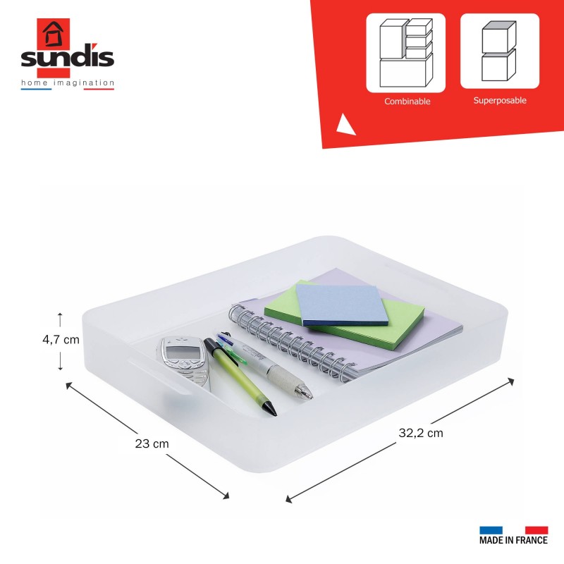 Sundis Lot De 4 Petites Boîtes De Rangement En Plastique Transparent Format A4 PURE BOX