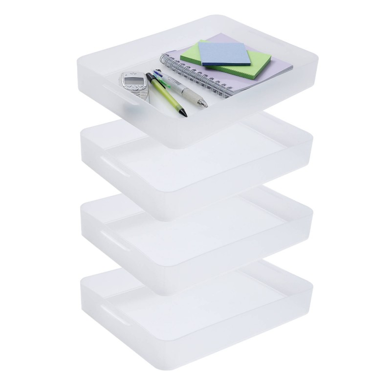 sundis Lot de 4 petites boîtes de rangement en plastique transparent format A4 PURE BOX