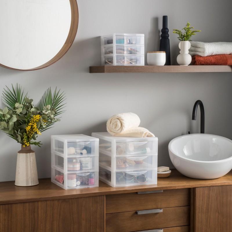 Sundis Lot De 4 Petites Tours De Rangement Plastiques A6 Orgamix 3 Tiroirs - Transparent