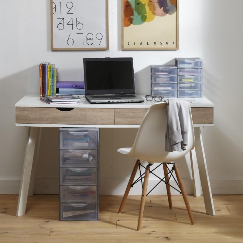 Sundis Lot De 4 Tours De Rangement Plastique A5 Orgamix 3 Tiroirs Transparents - Gris