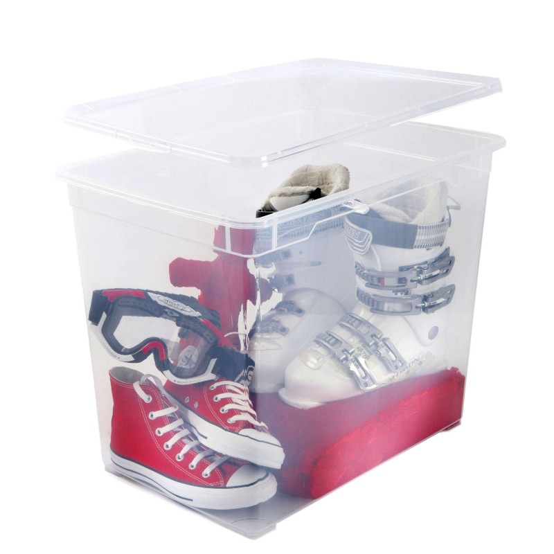 Sundis Lot De 5 Boîtes De Rangement En Plastique Transparent 70L Avec Couvercle CLEAR BOX Mega