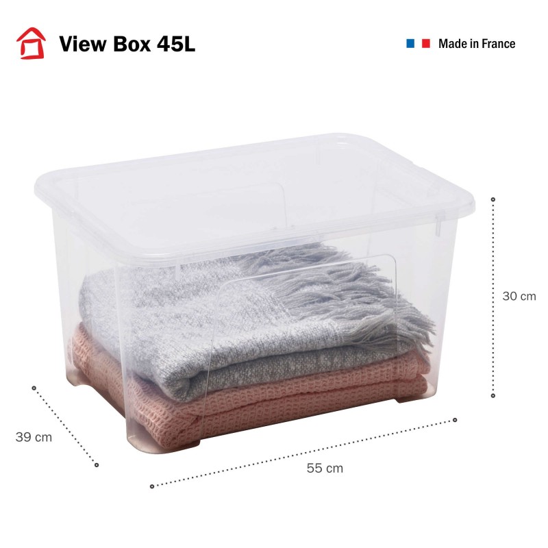 Sundis Lot De 5 Boîtes De Rangement En Plastique Transparent 45L Avec Couvercle VIEW BOX
