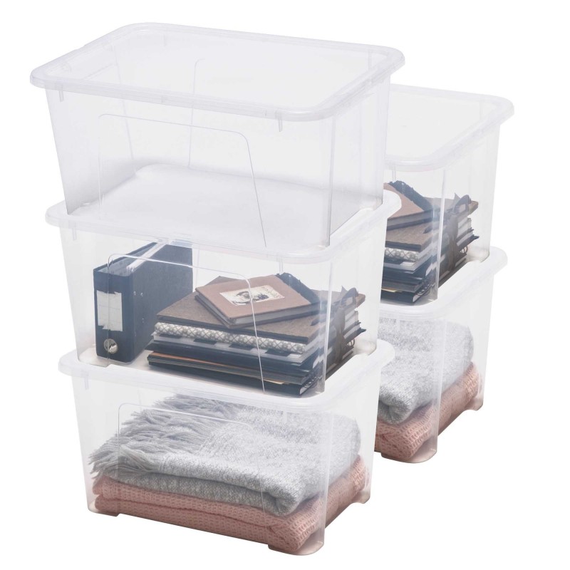 sundis Lot de 5 boîtes de rangement en plastique transparent 45L avec couvercle VIEW BOX