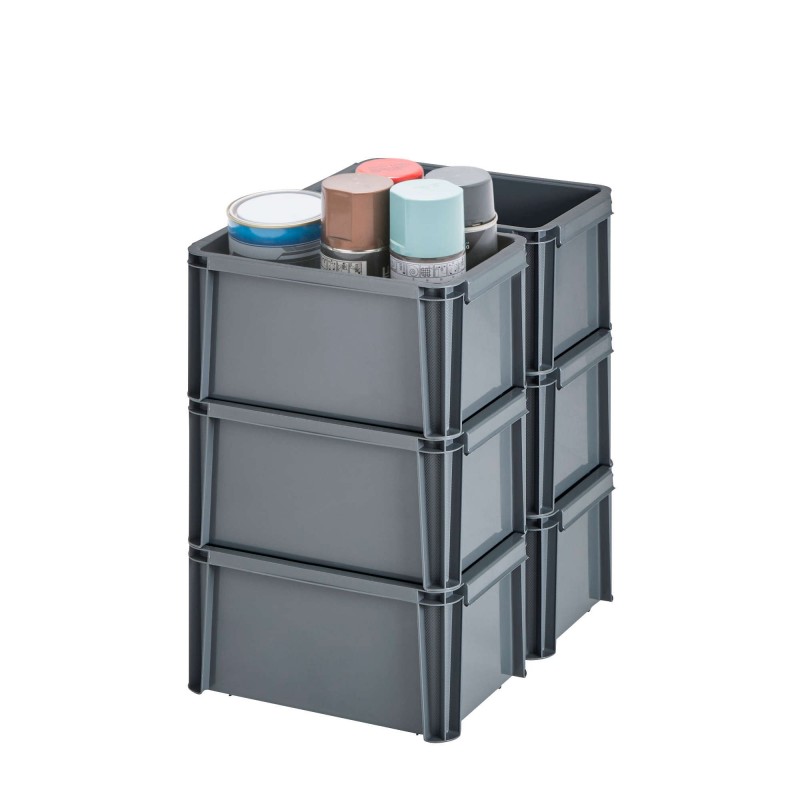 sundis Lot de 6 bacs de rangement plastique robustes et renforcés 5L MASTER BOX - gris