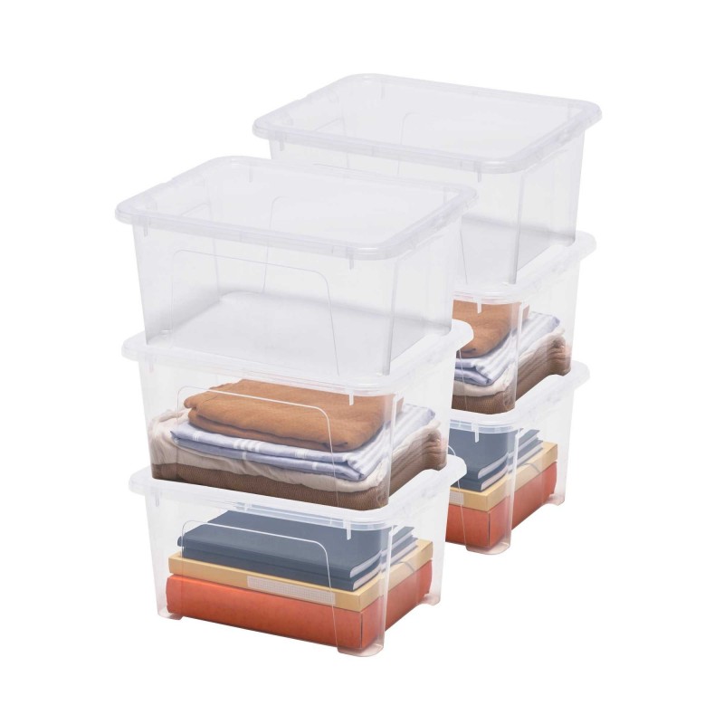 sundis Lot de 6 boîtes de rangement en plastique transparent 24L avec couvercle VIEW BOX