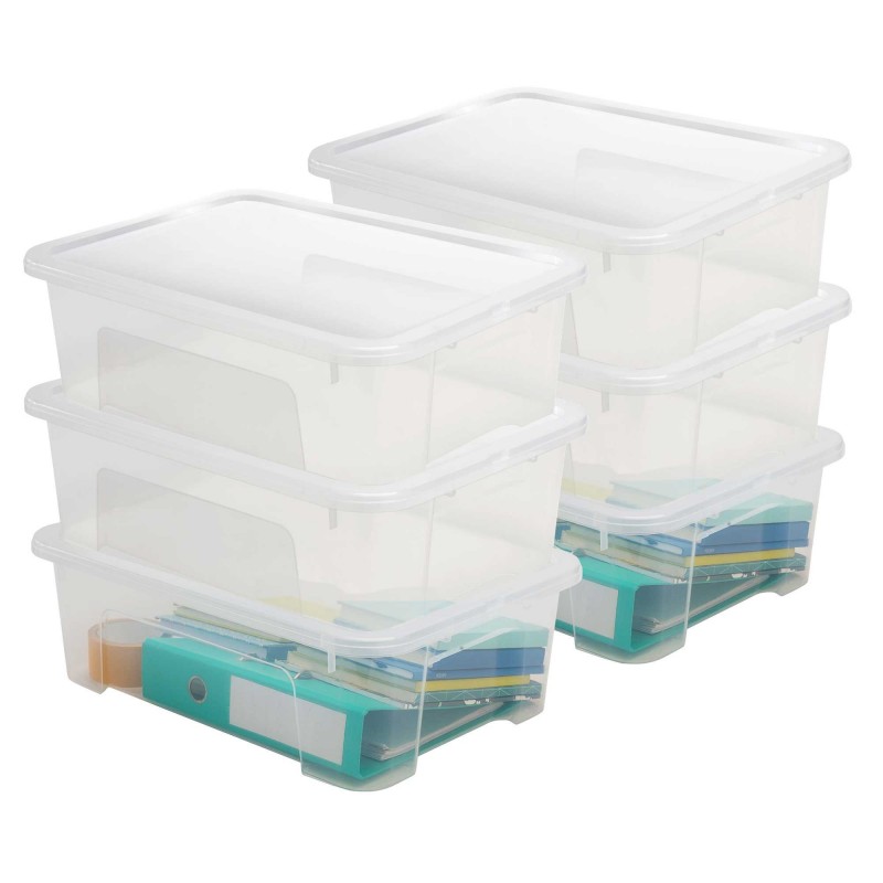sundis Lot de 6 boîtes de rangement en plastique transparent 25L avec couvercle VIEW BOX