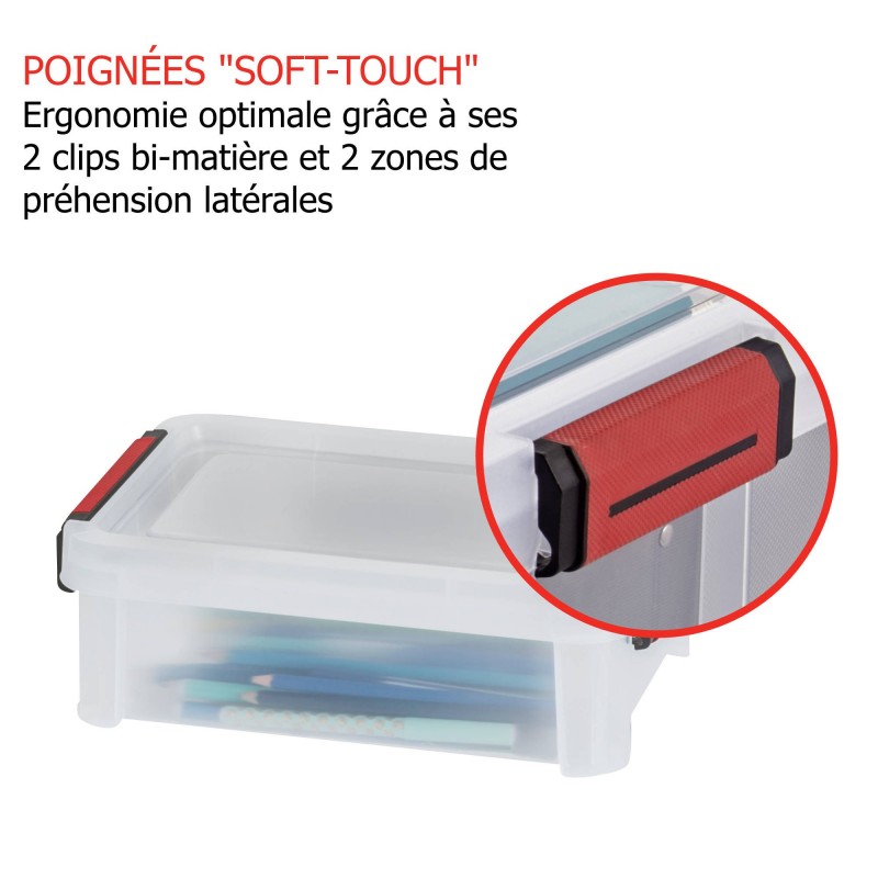 Sundis Lot De 6 Boîtes De Rangement En Plastique Transparent 2 5L Renforcées Avec Couvercle Clipsable CLIP’N STORE