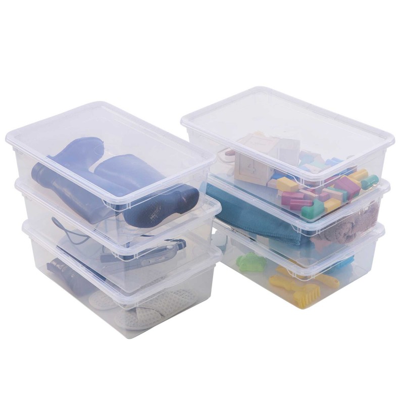 sundis Lot de 6 boîtes de rangement en plastique transparent 22L avec couvercle CLEAR BOX