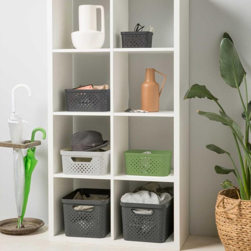 Sundis Lot De 6 Paniers De Rangement 10l En Plastique Recyclé PIXEL - Blanc Cassé