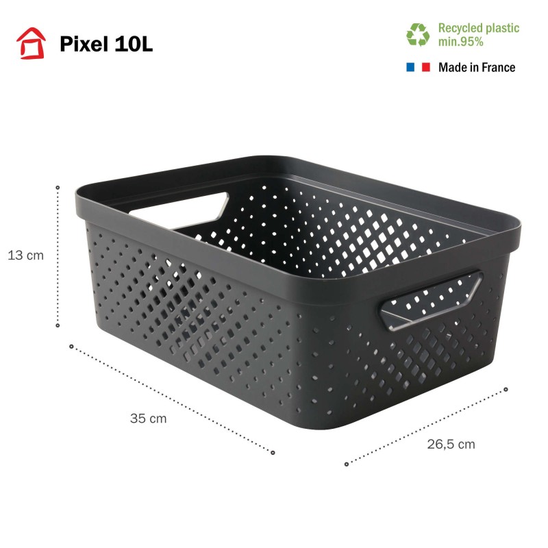 Sundis Lot De 6 Paniers De Rangement En Plastique 10l PIXEL - Gris