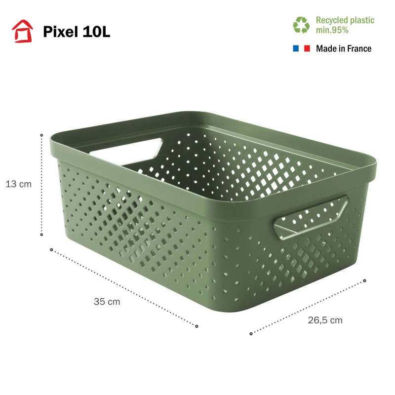Sundis Lot De 6 Paniers De Rangement En Plastique 10l PIXEL - Vert Sauge